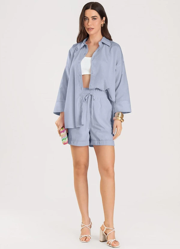 Dianna - Shorts Feminino Listrado Azul 3