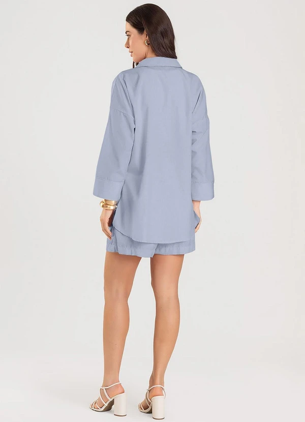 Dianna - Shorts Feminino Listrado Azul 5