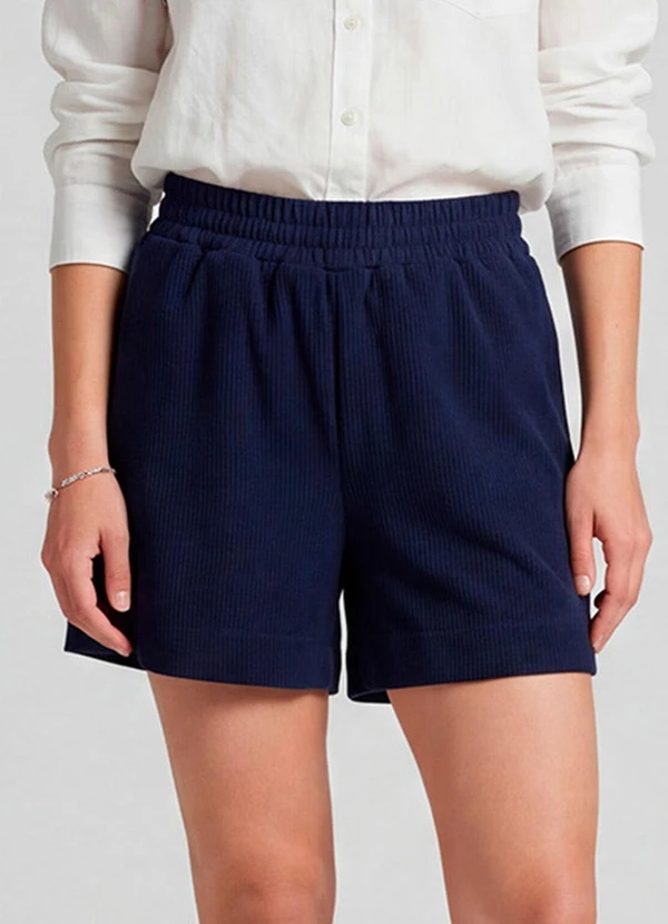 Infinita Cor - Shorts Feminino Moletinho Gorgurinho Azul