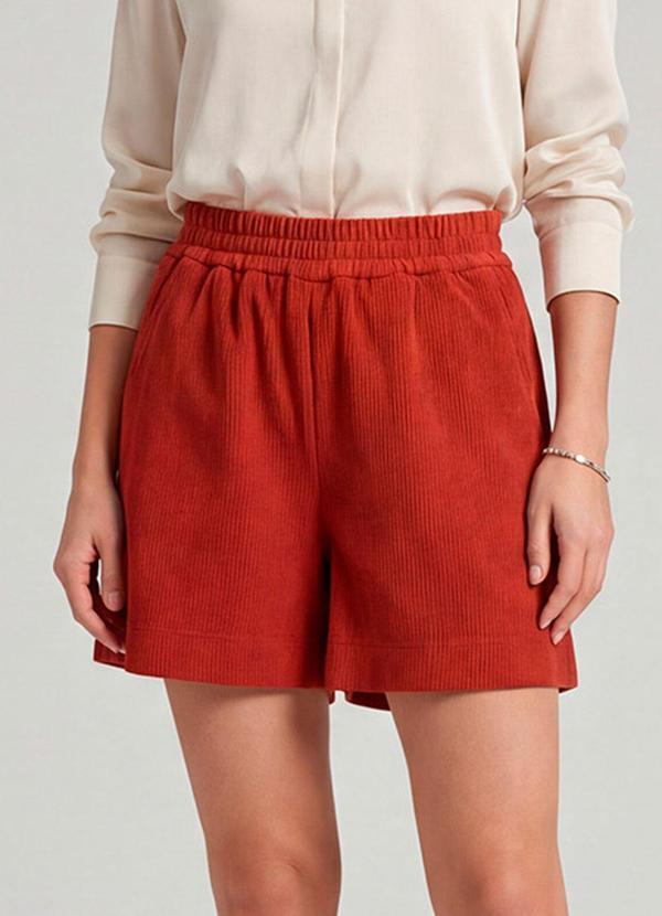 Infinita Cor - Shorts Feminino Moletinho Gorgurinho Laranja