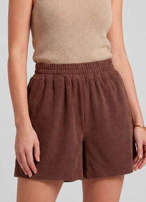 Infinita Cor - Shorts Feminino Moletinho Gorgurinho Marrom - INFINITA COR