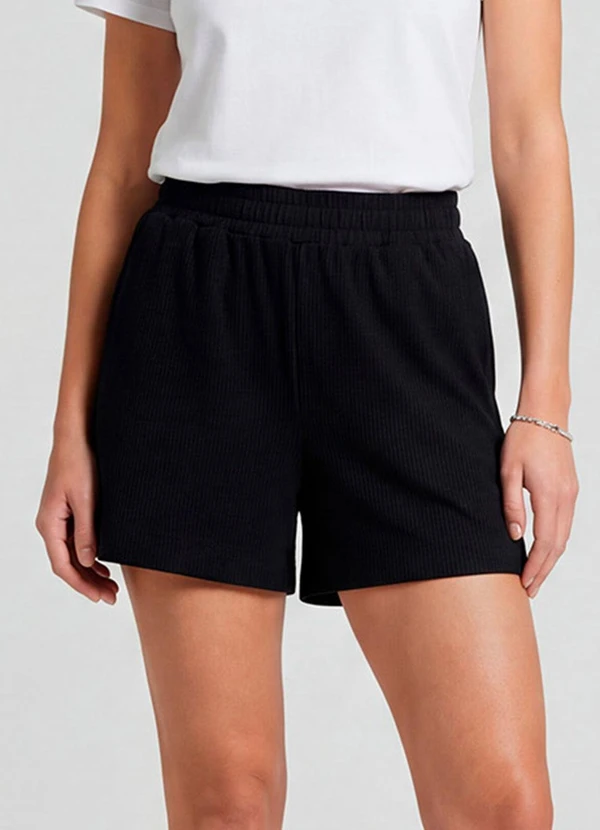 Infinita Cor - Shorts Feminino Moletinho Gorgurinho Preto