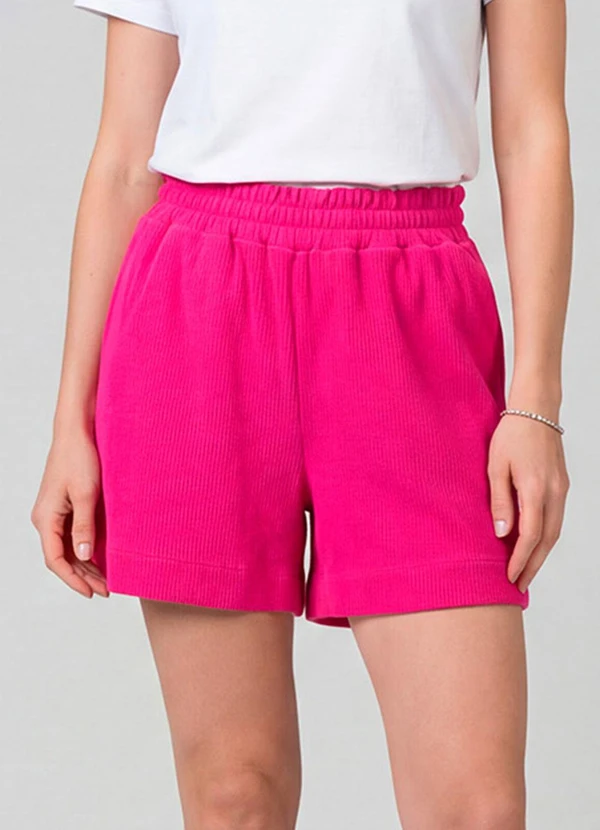 Infinita Cor - Shorts Feminino Moletinho Gorgurinho Rosa