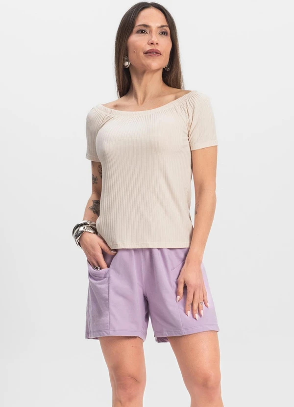 Infinita Cor - Shorts Feminino Moletinho Infinita Cor Roxo 4