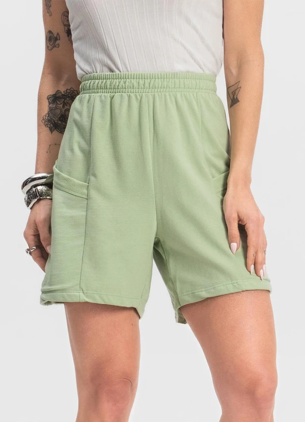 Infinita Cor - Shorts Feminino Moletinho Infinita Cor Verde