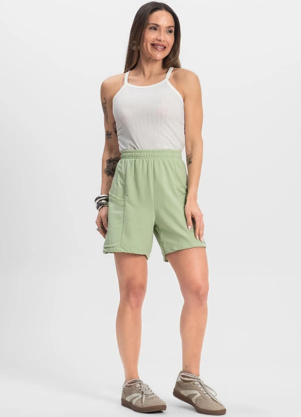 Infinita Cor - Shorts Feminino Moletinho Infinita Cor Verde 3