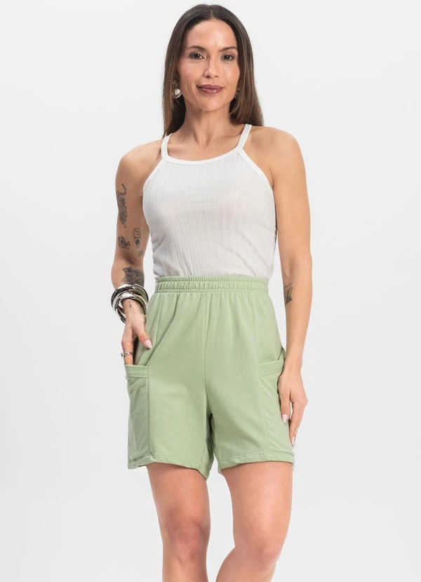Infinita Cor - Shorts Feminino Moletinho Infinita Cor Verde 4