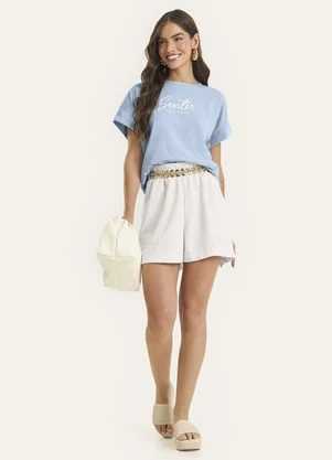 Rovitex - Shorts Feminino Moletinho Linho Bege - ROVITEX