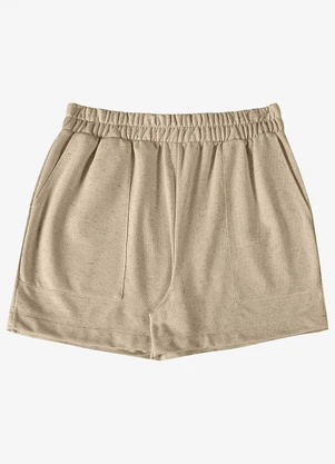 Rovitex - Shorts Feminino Moletinho Linho Bege - ROVITEX