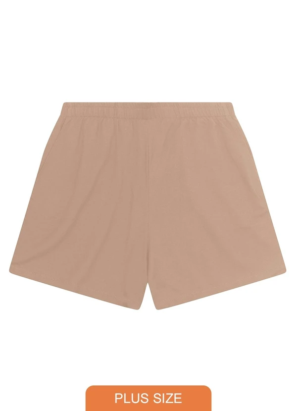 Secret Glam - Shorts Feminino Plus Size com Bolsos Marrom