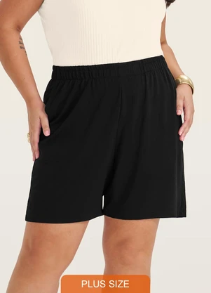 Secret Glam - Shorts Feminino Plus Size com Bolsos Preto - SECRET GLAM