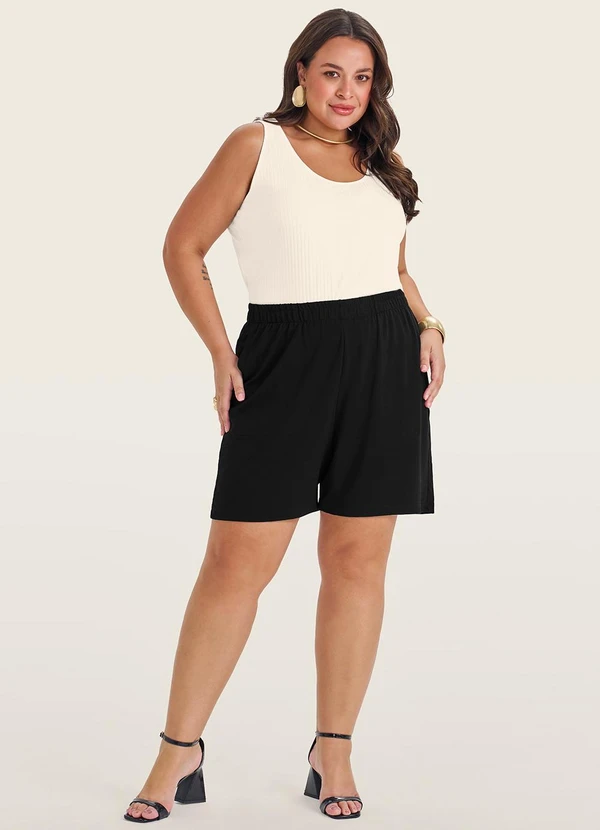 Secret Glam - Shorts Feminino Plus Size com Bolsos Preto 2