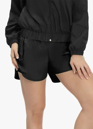 Rovitex - Shorts Feminino Running Tecido Corta Vento Preto - ROVITEX