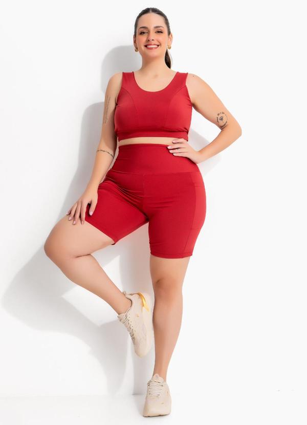 Marguerite - Shorts Fitness Bordô em Malha Zero Transparência