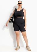 Shorts Fitness Preto em Malha Zero Transpar�ncia