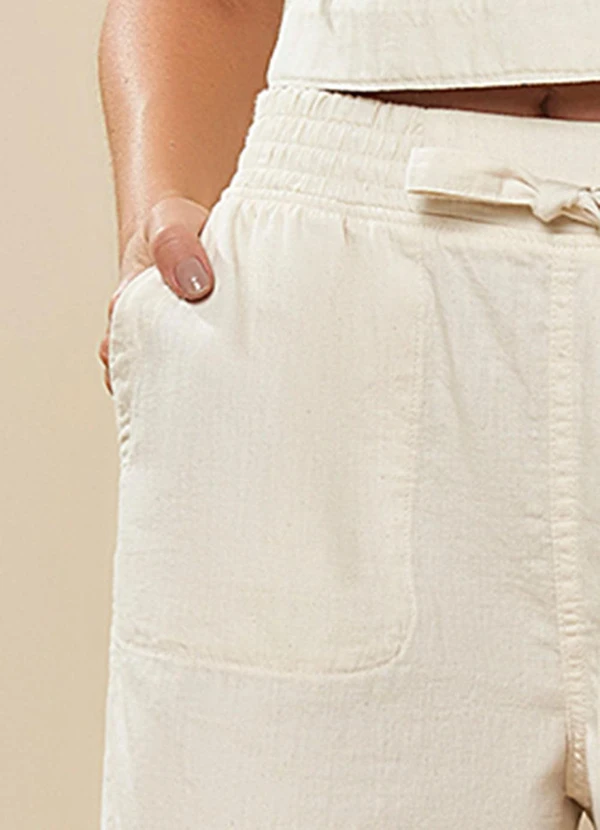 Doce Trama - Shorts Jogger Brisa em Linho Branco 2