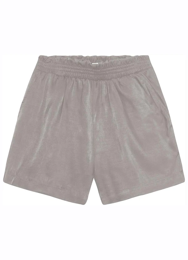 Minty - Shorts Juvenil Feminino em Slub Acetinado Cinza