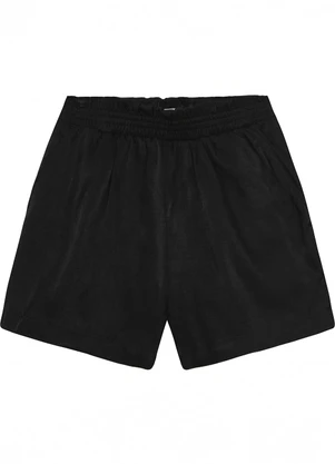 Minty - Shorts Juvenil Feminino em Slub Acetinado Preto - MINTY