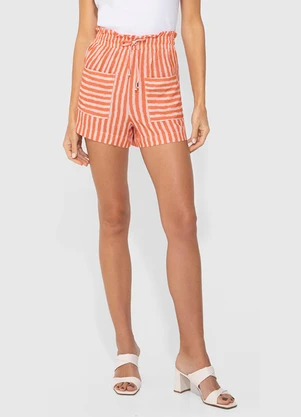 Enfim - Shorts Laranja Clochard Listrado em Viscose - ENFIM