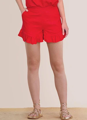 Angel - Shorts Linho Vermelho - ANGEL