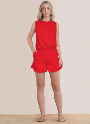 Angel - Shorts Linho Vermelho - ANGEL