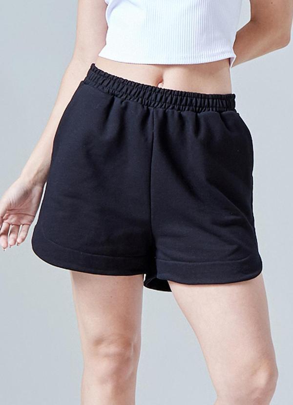Basicamente - Shorts Moletom Eco Feminino Preto
