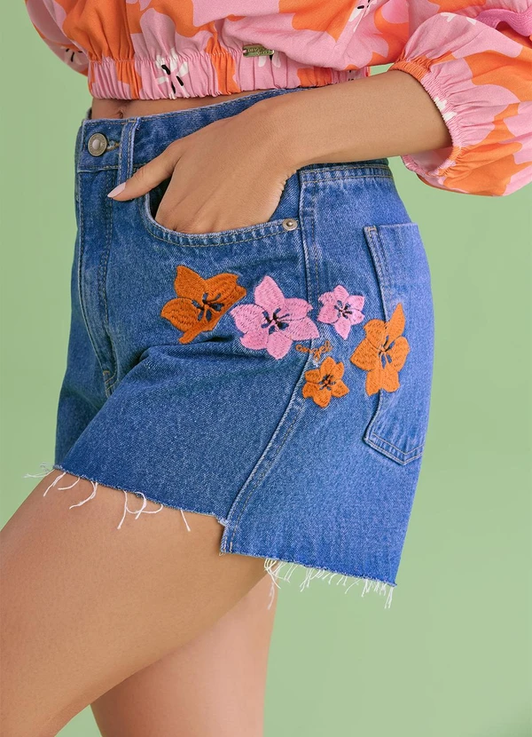 Angel - Shorts Mom Denim Azul