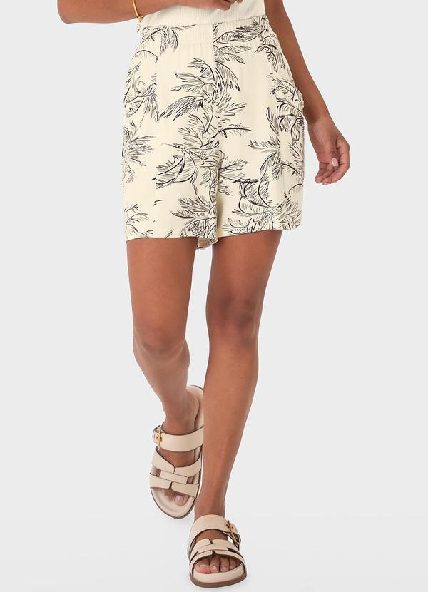 Malwee - Shorts Off White Alfaiataria Tropical