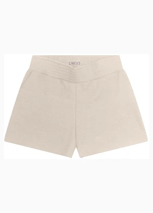 Secret Glam - Shorts Plus Size em Piquet Verona Bege - SECRET GLAM