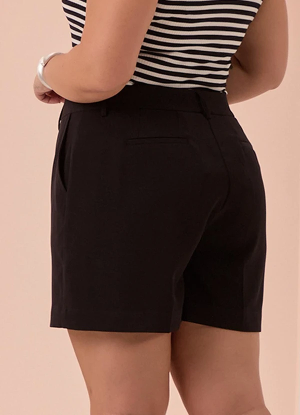 Lunender Mais Mulher - Shorts Plus Size em Tecido de Alfaiataria Preto 2