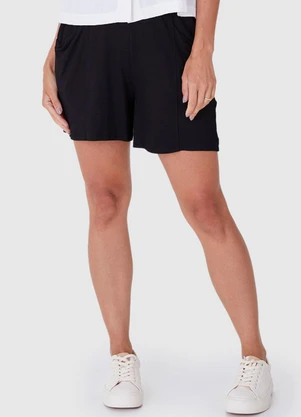 Malwee - Shorts Preto Alfaiataria em Moletinho - MALWEE