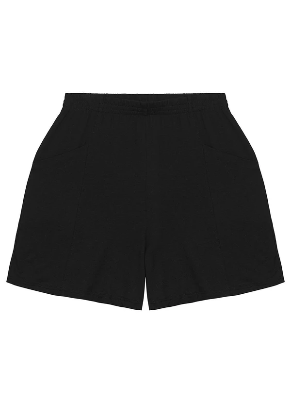 Malwee - Shorts Preto Alfaiataria em Moletinho 11