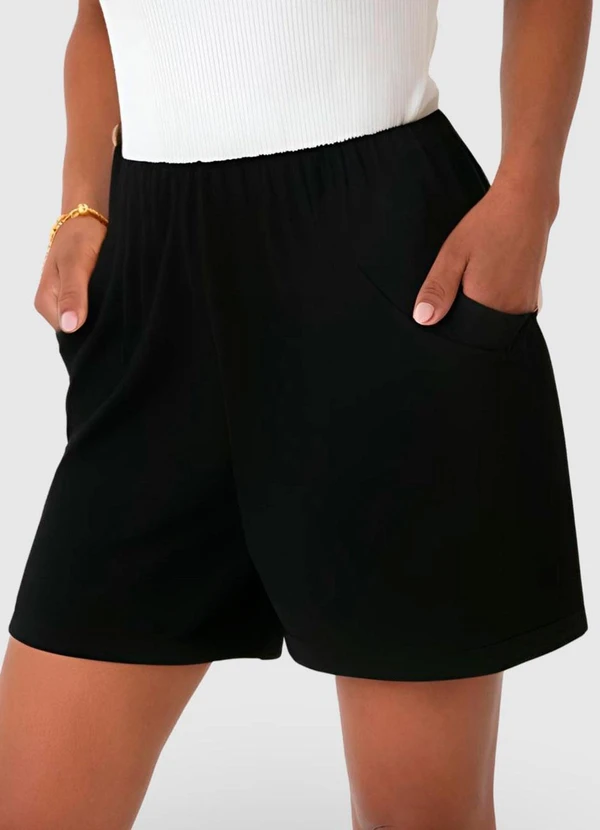 Malwee - Shorts Preto Alfaiataria em Moletinho 9
