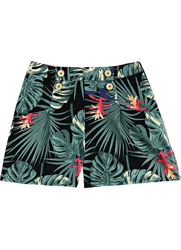 Malwee - Shorts Preto Feminino Viscose com Linho 3