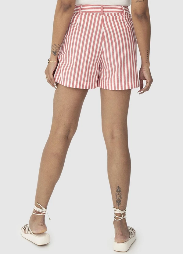 Malwee - Shorts Rosa Feminino Básico Listrado 2