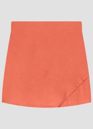Cereja Rosa - Shorts Saia Feminino em Viscose Linho Laranja - CEREJA ROSA