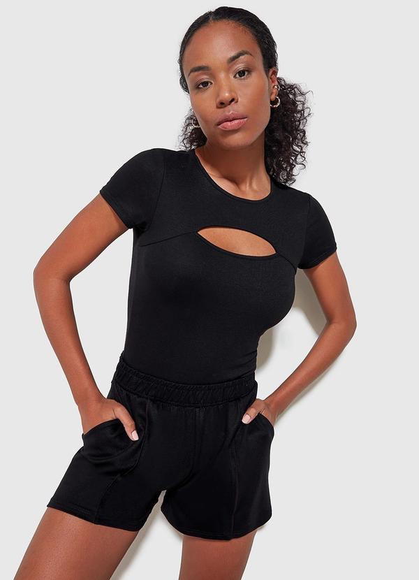 Enfim - Shorts Tradicional em Moletinho Preto 2