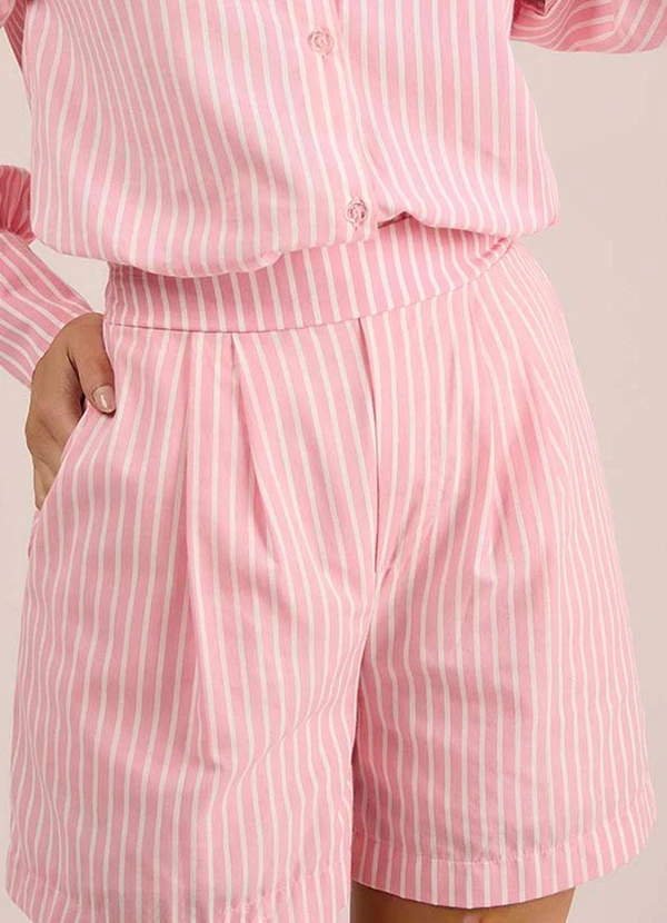 Angel - Shorts Tricoline Listrado Rosa 3