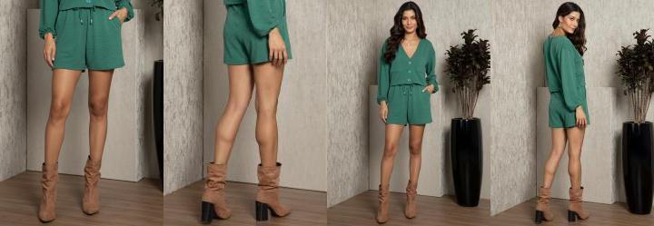 Shorts Verde com Cordel para Amarrar