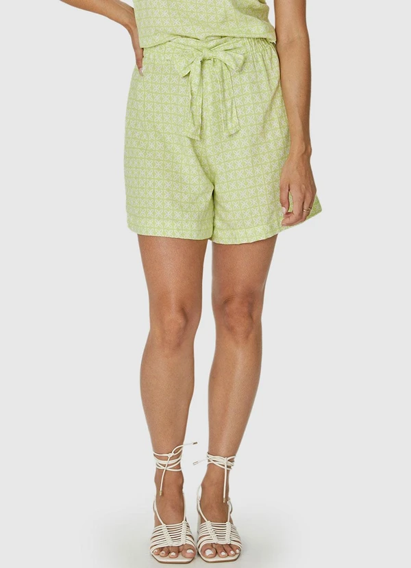 Malwee - Shorts Verde Limão Clochard Arabesco