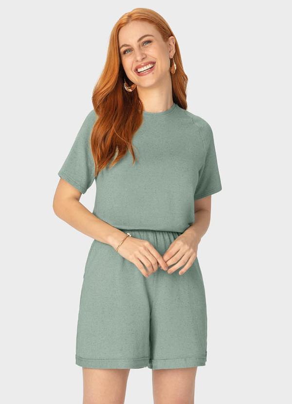 Malwee - Shorts Verde Pastel Alfaiataria em Moletinho