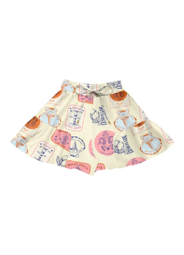 Angel - Shorts Viscose Estampada Bege 4