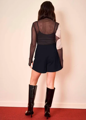 Doce Trama - Shorts Wild Orchid em Alfaiataria Preto - DOCE TRAMA