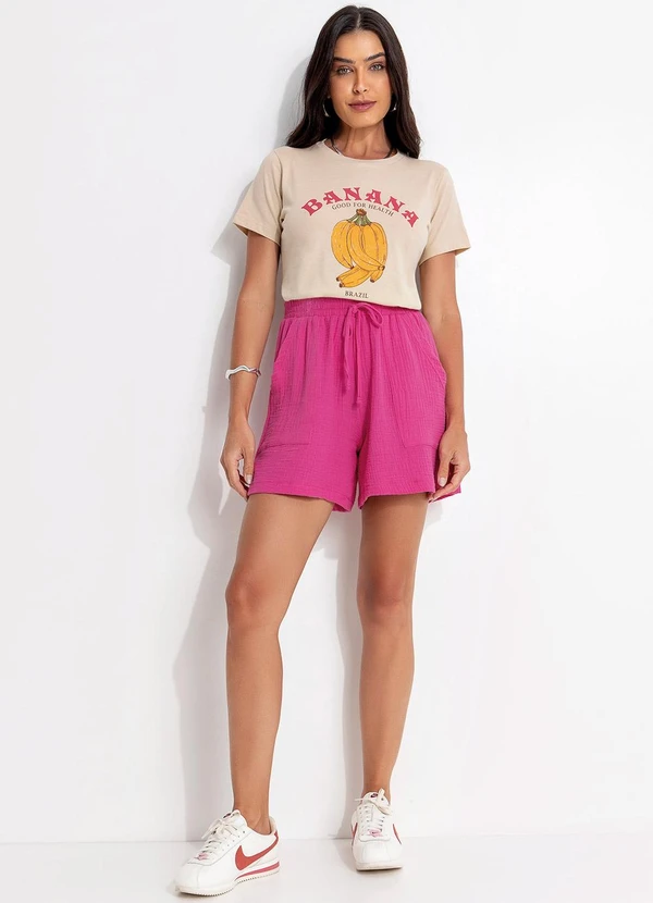 Fakini - Shorts em Algodão Rosa 3