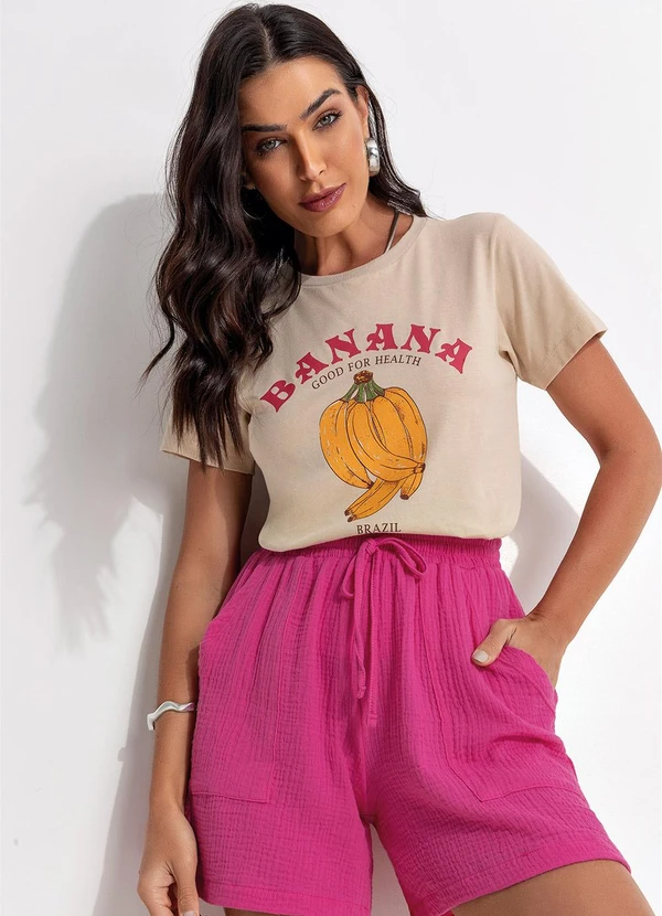 Fakini - Shorts em Algodão Rosa 4