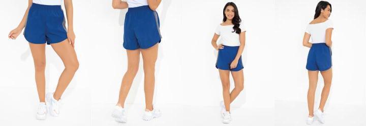 Short Azul e Cinza com Recortes Laterais