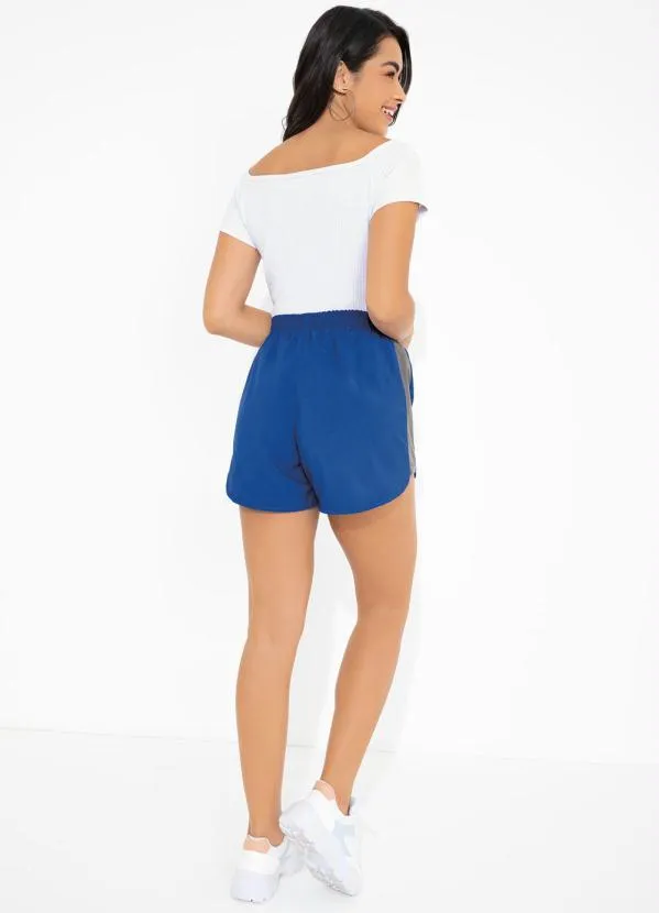 Moda Pop - Short Azul e Cinza com Recortes Laterais 4
