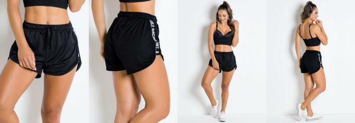Short Boxer Preta com Elstico Esportivo