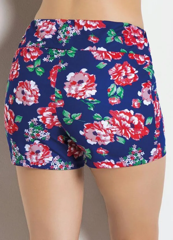 Moda Pop - Short com Estampa Floral Azul 2