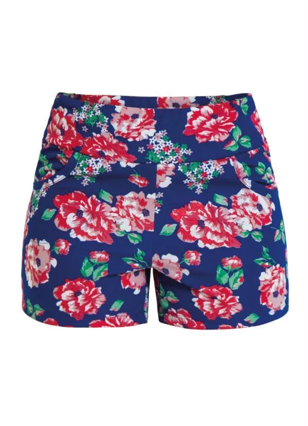 Moda Pop - Short com Estampa Floral Azul 3